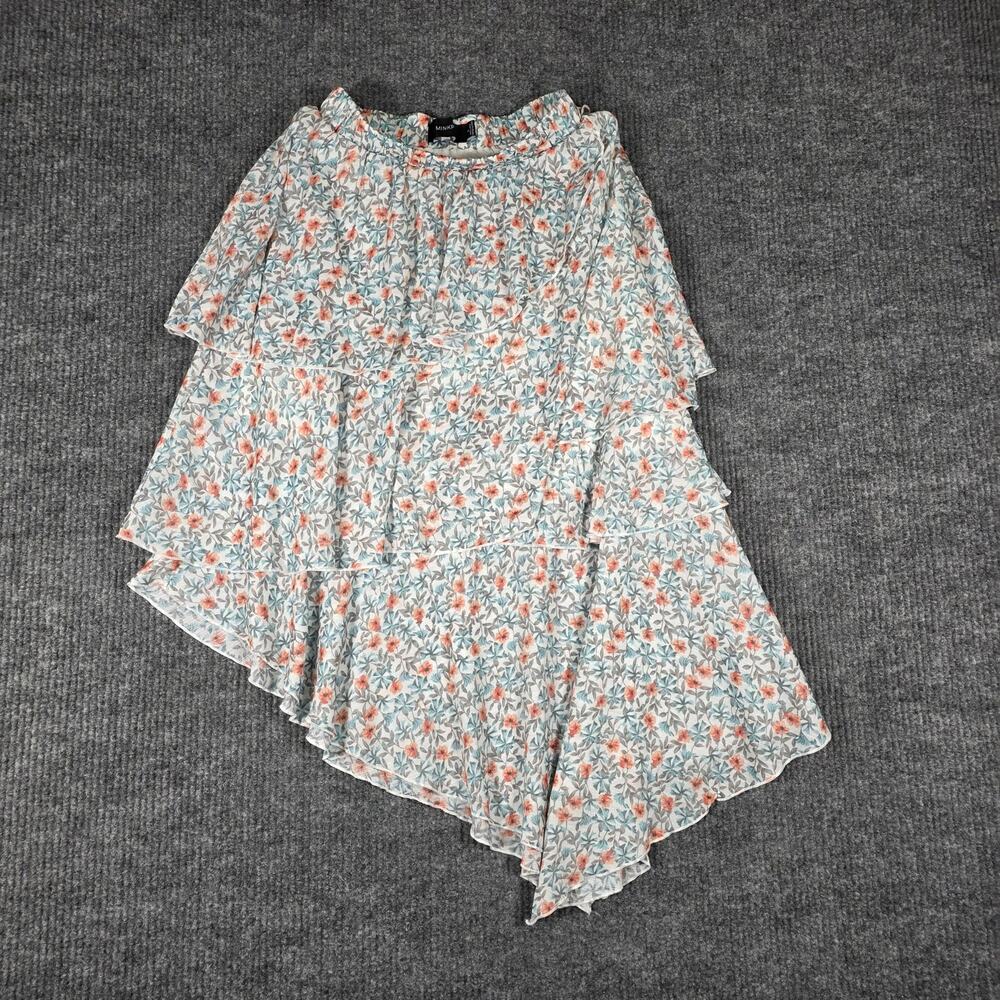 MINKPINK Floral Ruffle Skirt Womens Small‎ Boho Cottagecore Asymmetrical Hem